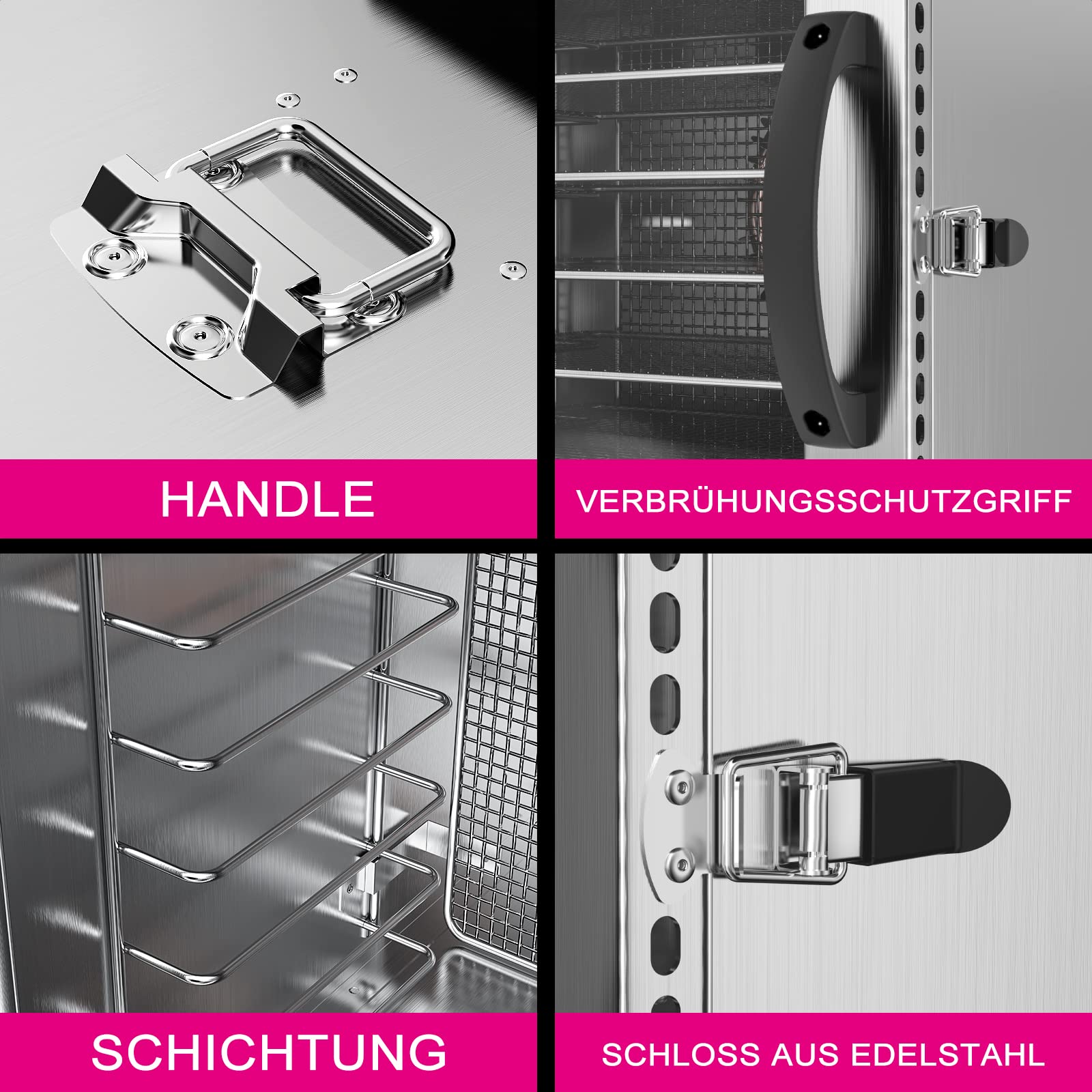 Lecon Dehydrator Stainless Steel Dehydrator Food 30-90°C, 24-Hour Timer Dehydrator for Food, Meat, Fruit, Vegetable Dryer, Fruit Dryer, Dehydrator with Apron, Sealed Tank (8 Levels)